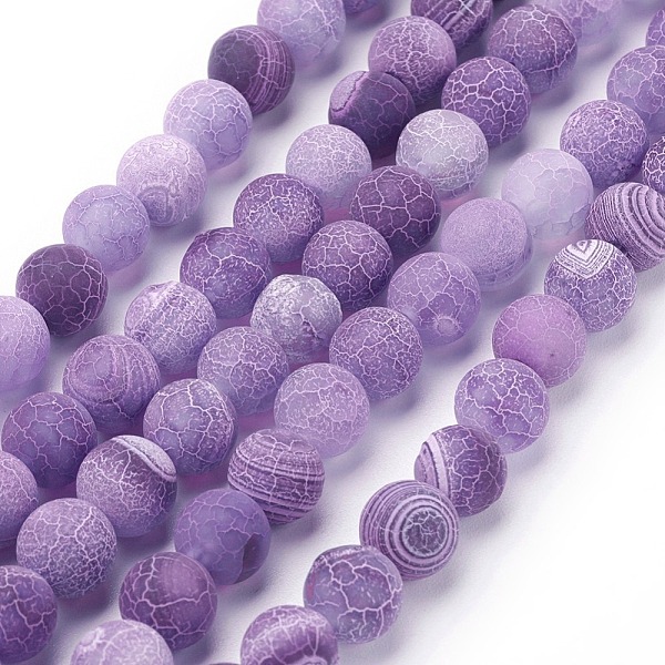 

PandaHall Natural Crackle Agate Beads Strands, Dyed, Round, Grade A, Purple, 8mm, Hole: 1mm, about 50pcs/strand, 14 inch Crackle Agate Round...