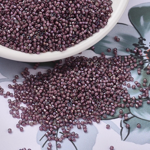 PandaHall MIYUKI Delica Beads, Cylinder, Japanese Seed Beads, 11/0, (DB1792) White Lined Dark Smoky Amethyst AB, 1.3x1.6mm, Hole: 0.8mm...