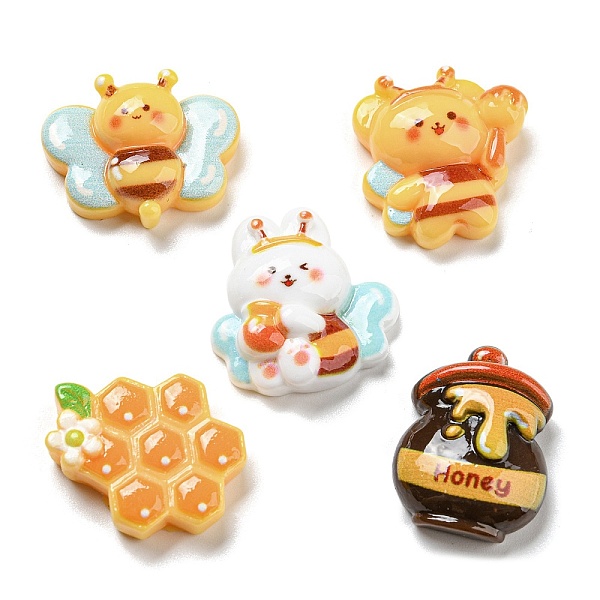 

PandaHall Opaque Resin Cabochons, Bees & Honey Jar & Hive, Mixed Shapes, Mixed Color, 19.5~23x18.5~24.5x6.5~8mm Resin Mixed Shapes..., Multicolor