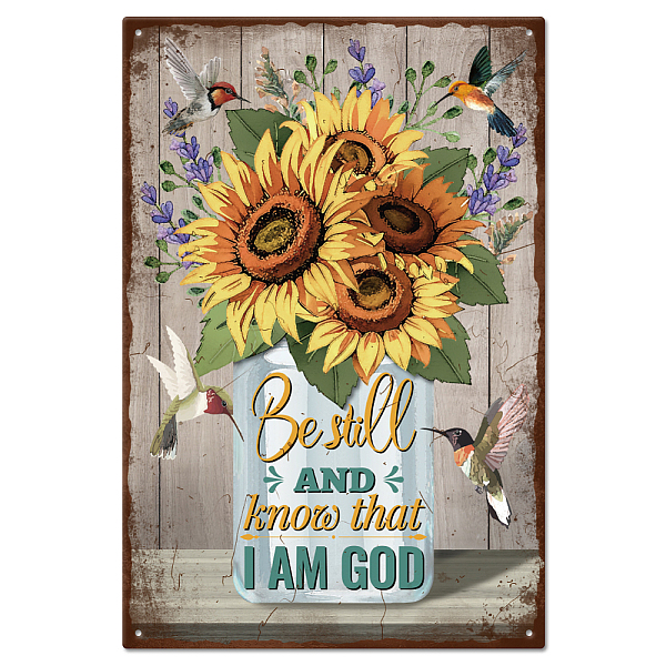 

PandaHall Vintage Metal Tin Sign, Iron Wall Decor for Bars, Restaurants, Cafe Pubs, Rectangle, Sunflower, 300x200x0.5mm Iron Flower