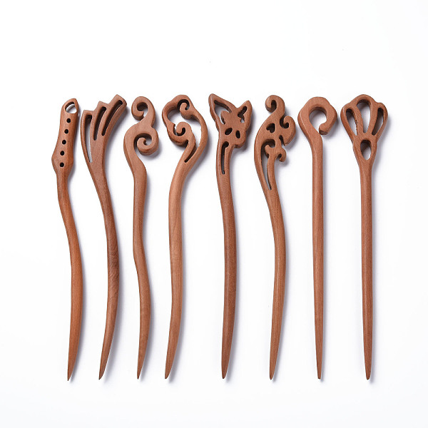 

PandaHall Wood Hair Sticks, Coconut Brown, 180x11~30x7~8mm Wood