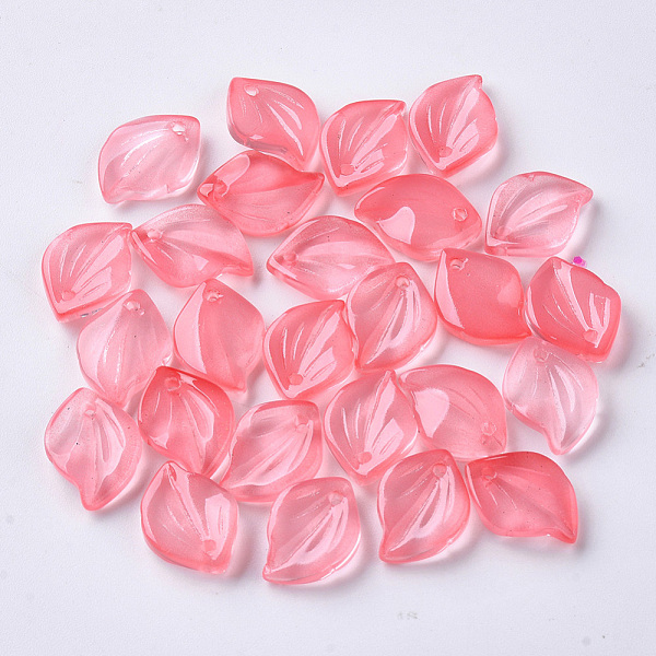 

PandaHall Transparent Spray Painted Glass Pendants, Leaf, Light Coral, 16x11.5x3.5mm, Hole: 1.5mm Glass Leaf Red
