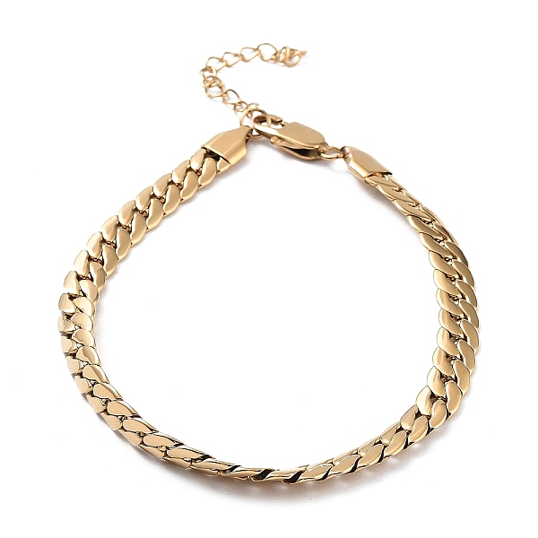 

PandaHall Ion Plating(IP) 304 Stainless Steel Flat Snake Chains Bracelets, Real 18K Gold Plated, 9-3/4 inch(24.8cm) 304 Stainless Steel