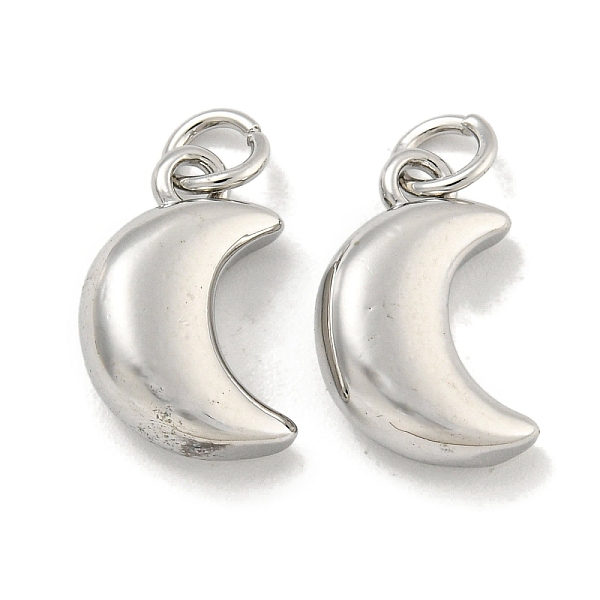 

PandaHall Brass Charms, with Jump Rings, Cadmium Free & Lead Free, Long-Lasting Plated, Moon, Platinum, 14.5x9.5x5mm, Hole: 3mm Brass Moon
