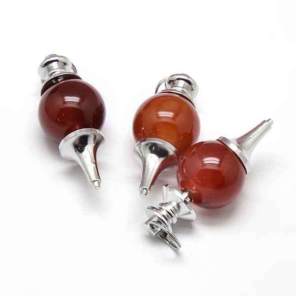 

PandaHall Platinum Tone Zinc Alloy Natural Red Agate Pendants, Lead Free & Nickel Free, 41~43x18mm, Hole: 5.5mm Carnelian Others
