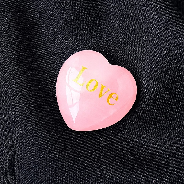 

PandaHall Natural Rose Quartz Healing Stones, Valentine's Day Engraved Heart Love Stones, Pocket Palm Stones for Reiki Ealancing, Word Love...