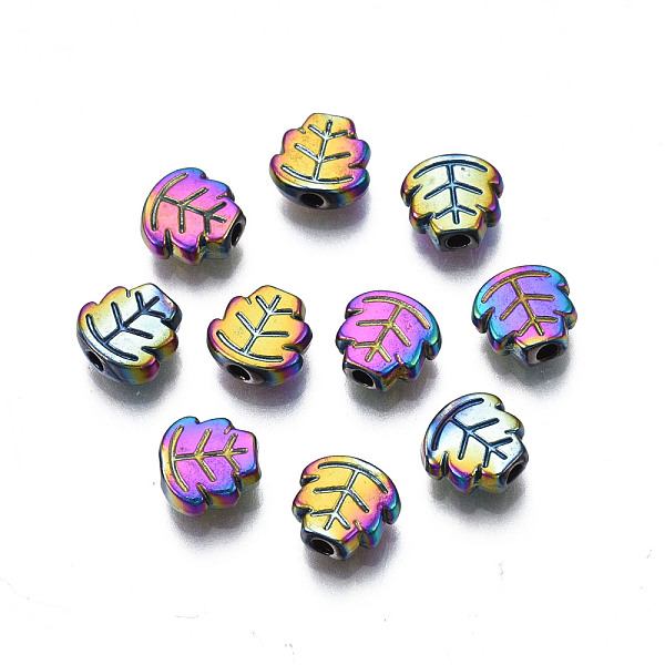 

PandaHall Rack Plating Rainbow Color Alloy Beads, Cadmium Free & Nickel Free & Lead Free, Leaf, 7x7x3mm, Hole: 1.5mm Alloy Leaf