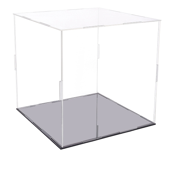 

PandaHall FINGERINSPIRE Clear Acrylic Display Case with Black Base & 4 Pcs Rubber Rings 26x26x25cm Cube Clear Self-Assembly Acrylic Box...