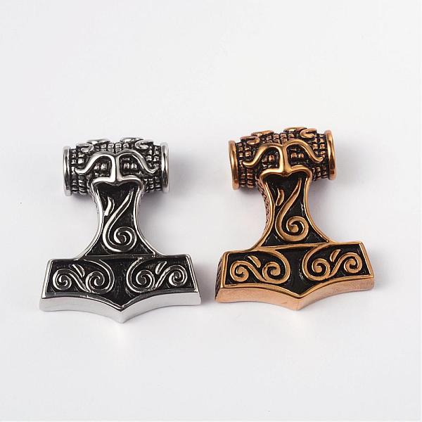 

PandaHall Thor's Hammer 316 Surgical Stainless Steel Pendants, Mixed Color, 46x39x15mm, Hole: 9mm 316 Surgical Stainless Steel Tool..., Multicolor