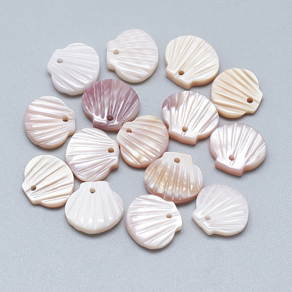 

PandaHall Natural White Shell Mother of Pearl Shell Charms, Shell, 9.5~10.5x10~11x2~3mm, Hole: 1mm White Shell Petaline