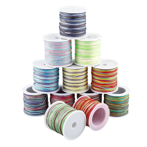 

PandaHall ARRICRAFT 12 Rolls 12 Colors Chinlon Cord, Round, Mixed Color, 0.8mm, about 54.68 Yards(50m)/roll, 1roll/color Polyester..., Multicolor