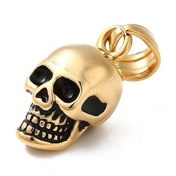 

PandaHall Ion Plating(IP) 304 Stainless Steel Pendants, Skull Charm, Antique Golden, 19x9x10mm, Hole: 6x4.5mm 304 Stainless Steel Skull