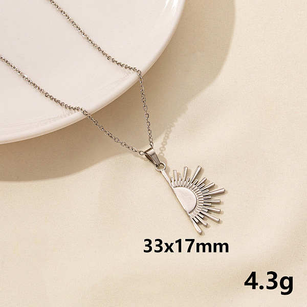 

PandaHall Vintage Stainless Steel Sun Pendant Lock Collarbone Chain Necklace for Women Stainless Steel