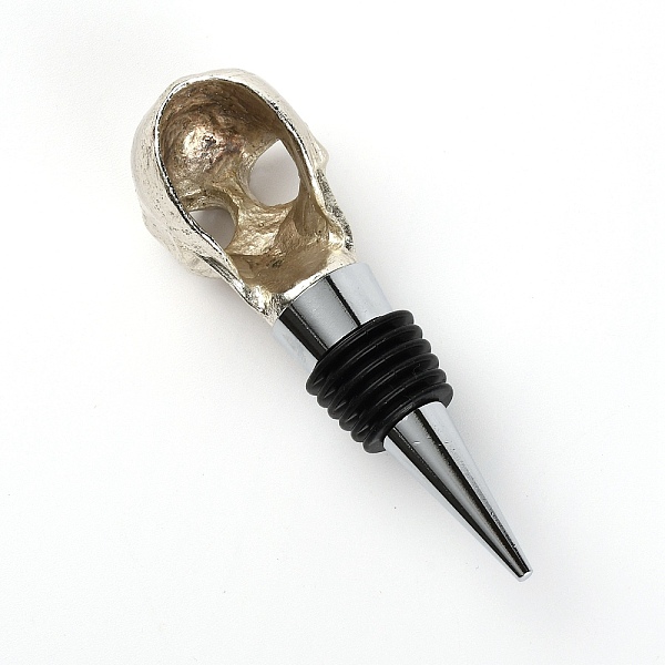 

PandaHall 304 Stainless Steel Wine Bottle Stoppers, with Zinc Alloy & Silicone Findings, Skull, Silver Color Plated, 106x33x34mm Stainless...
