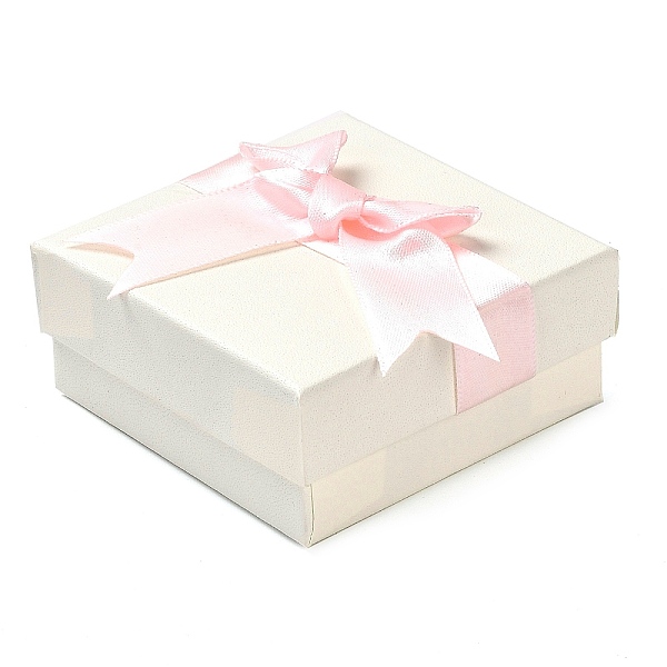 

PandaHall Square Cardboard Jewelry Set Box, with Polyester Bowknot Lid, Jewelry Storage Case with Velvet Sponge Inside, for Necklaces..., Pink
