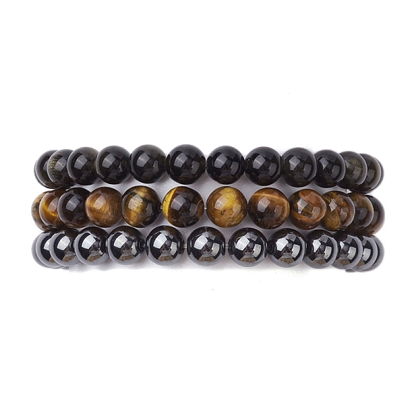 

PandaHall 3Pcs 3 Styles Natural & Synthetic Mixed Gemstone Round Beaded Stretch Bracelets Set, Inner Diameter: 2 inch(5.05~5.15cm)...