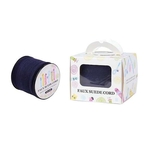 

PandaHall Faux Suede Cord, Faux Suede Lace, Paper Box Packing, Midnight Blue, 3.0x1.4mm, about 98.43yards/roll(90m/roll) Faux Suede Blue