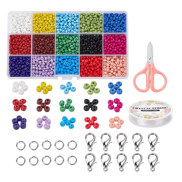 

PandaHall DIY Jewelry Sets, with Glass Beads, Elastic Crystal Thread, Iron Jump Rings, Stainless Steel Scissors and Alloy Lobster Claw..., Multicolor