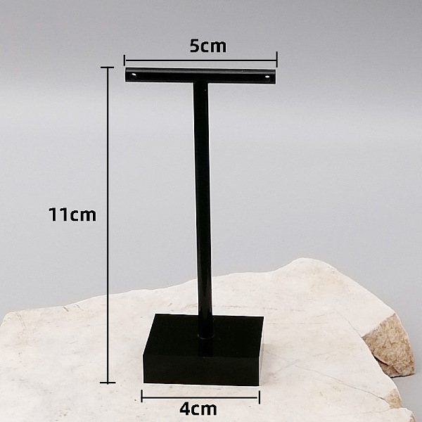 

PandaHall T Shaped Acrylic Earring Display Stand, Jewelry Displays Rack, Jewelry Tree Stand, with Holes and Rectangle Pedestal, Black...