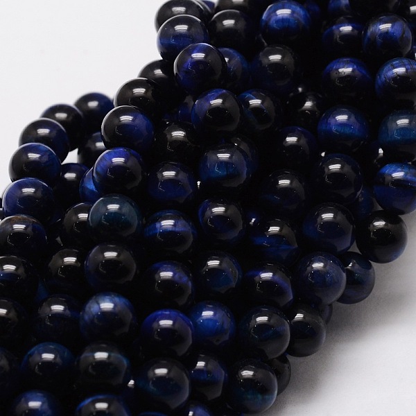 

PandaHall Natural Tiger Eye Round Beads Strands, Blue, 10mm, Hole: 1mm, about 38pcs/strand, 15.7 inch Tiger Eye Round Blue