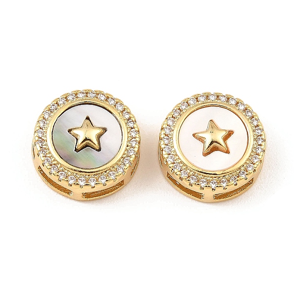 

PandaHall Brass Micro Pave Clear Cubic Zirconia Slide Charms, with Shell, Long-Lasting Plated, Lead Free & Cadmium Free, Real 18K Gold...