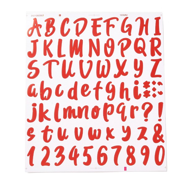 PandaHall Number & Alphabet & Sign PVC Waterproof Self-Adhesive Sticker, for Gift Cards Decoration, Red, 21.5x18.5x0.02cm, Tags: 5~26x5~20mm...