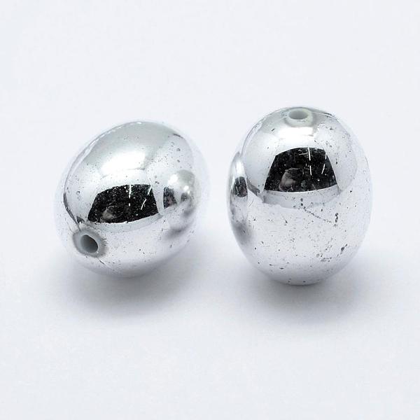 

PandaHall Plating Eco-Friendly Plastic Beads, Egg, Silver Color Plated, 22.5x17.5mm, Hole: 2.5mm, about 120pcs/500g Plastic Egg