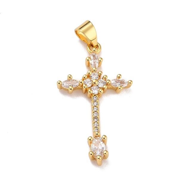 

PandaHall Brass Micro Pave Clear Cubic Zirconia Pendants, Cross, Real 18K Gold Plated, 29.5x17x3.5mm, Hole: 4x3mm Brass+Cubic Zirconia Cross...