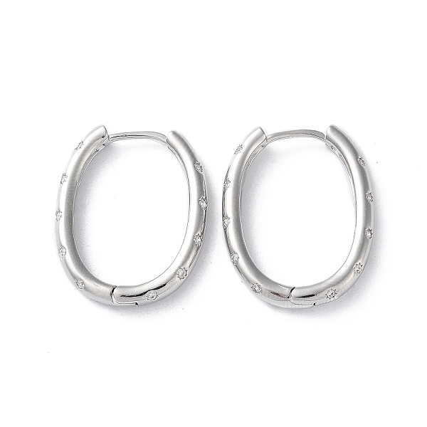 

PandaHall Brass Micro Pave Cubic Zirconia Hoop Earrings, Oval, Real Platinum Plated, 23x3mm Cubic Zirconia Oval Clear