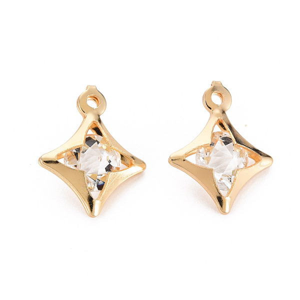 

PandaHall Rack Plating Eco-Friendly Iron Pendants, with Crystal Rhinestone, Cadmium Free & Nickel Free & Lead Free, Rhombus, Light Gold..., Clear