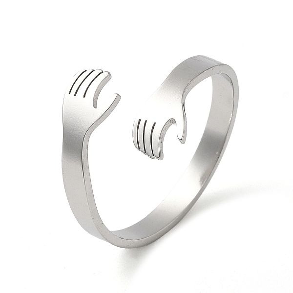 

PandaHall 304 Stainless Steel Cuff Rings, Hollow Open Finger Ring for Women, Hand Hug, Stainless Steel Color, Inner Diameter: 19mm 304...