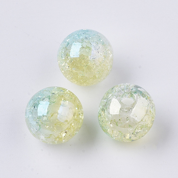 

PandaHall UV Plating Transparent Crackle Acrylic Beads, Half Drilled, Two Tone, Rainbow, Bead in Bead, Round, Sky Blue, 15.5x15mm, Hole...