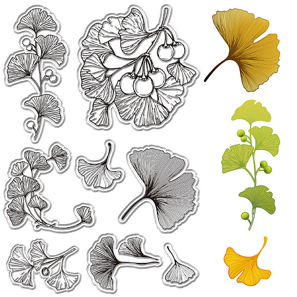 

PandaHall Custom PVC Plastic Clear Stamps, for DIY Scrapbooking, Photo Album Decorative, Cards Making, Stamp Sheets, Film Frame, Ginkgo Leaf...