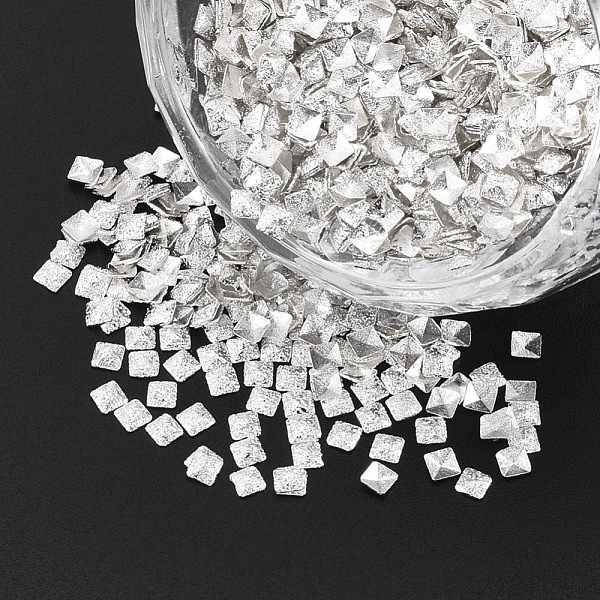 

PandaHall Brass Cabochons, Nail Art Decoration Accessories, Square, Silver Color Plated, 2x2x0.5mm, about 10000pcs/bag Brass Square Silver