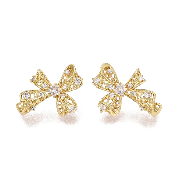 Boucles d'oreilles en laiton avec micro pavé de zircone cubique transparente pour femmes