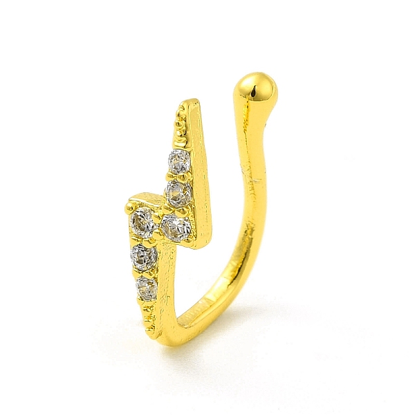 

PandaHall Clear Cubic Zirconia Lightning Bolt Clip on Nose Rings, Brass Nose Cuff Non Piercing Jewelry for Women Men, Golden, 12mm...