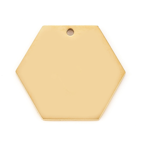 PandaHall 304 Stainless Steel Pendants, Manual Polishing, Stamping Blank Tag, Laser Cut, Hexagon, Golden, 18x20x0.8mm, Hole: 1.2mm 304...
