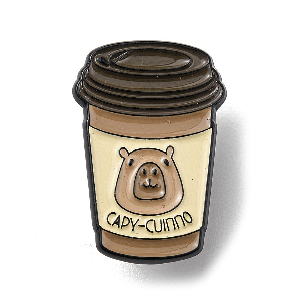 

PandaHall Capybara Theme Alloy Enamel Brooch, for Men and Women, Drink, Coffee, 31x21x1.5mm Alloy+Enamel Other Animal Brown