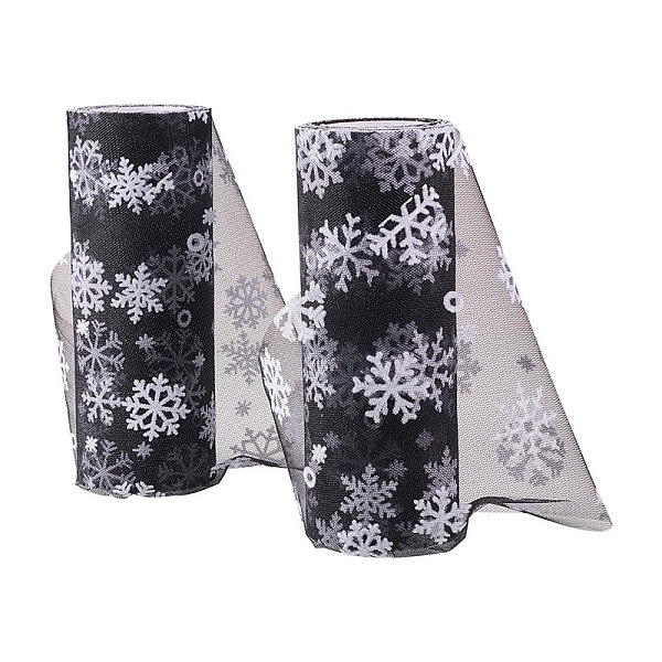 

PandaHall Snowflake Deco Mesh Ribbons, Tulle Fabric, Tulle Roll Spool Fabric For Skirt Making, Black, 6 inch(15cm), about 10yards/roll...