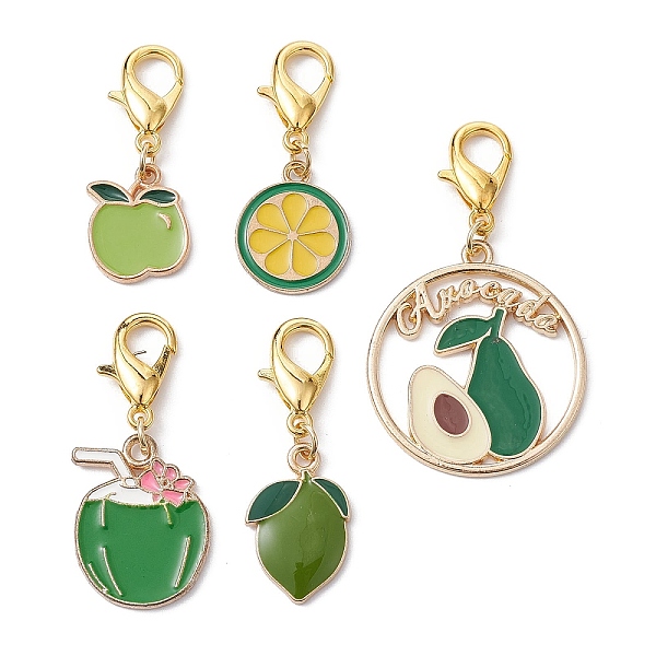 

PandaHall Fruits Alloy Enamel Pendant Decorations, with Zinc Alloy Lobster Claw Clasps, Mixed Shapes, Green, 32~47.5mm Alloy+Enamel Fruit...