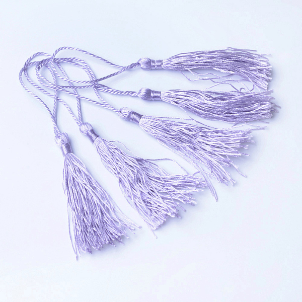 

PandaHall Polyester Tassel Decorations, Pendant Decorations, Lilac, 130x6mm, Tassel: 70~90mm Polyester Purple