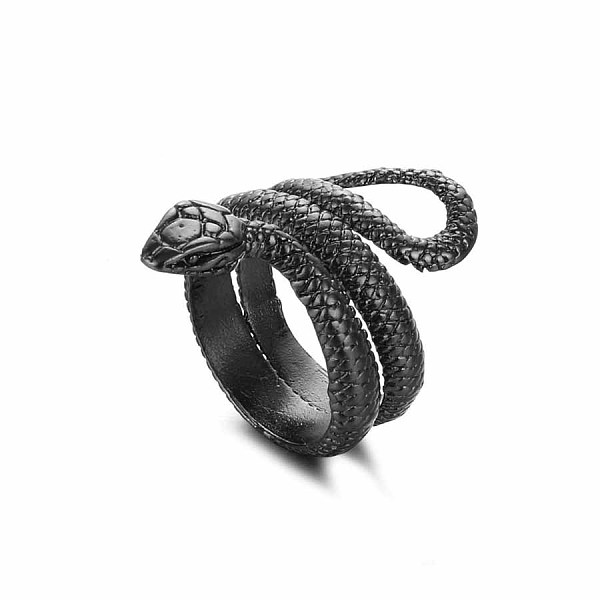 

PandaHall Alloy Punk Snake Open Cuff Rings for Men, Antique Silver Alloy Snake