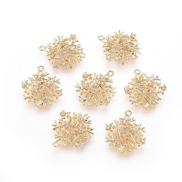 

PandaHall Brass Cubic Zirconia Pendants, Leafy Branches, Clear, Real 18K Gold Plated, 20.5x16x2.5mm, Hole: 1mm Brass+Cubic Zirconia Leaf...