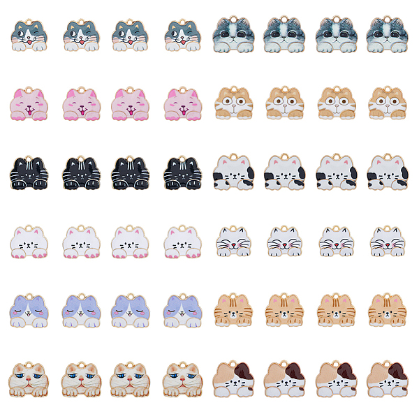

PandaHall DICOSMETIC 72Pcs 12 Styles Alloy Enamel Pendants, Printed, Light Gold, Cat, Mixed Color, 16x18.5x2.5mm, Hole: 1.6mm, 6pcs/style..., Multicolor