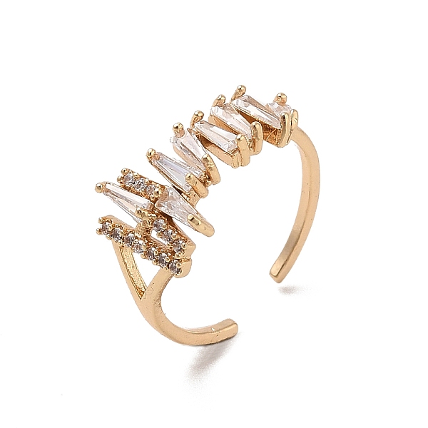 

PandaHall Brass Micro Pave Cubic Zirconia Open Cuff Rings, Golden, Adjustable Brass+Cubic Zirconia
