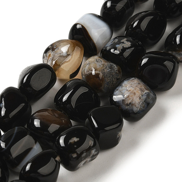 

PandaHall Natural Black Agate Beads Strands, Dyed & Heated, Nuggets, Tumbled Stone, 8.5~11.5x8~11x8~10mm, Hole: 1.1mm, about 36~42pcs/strand...