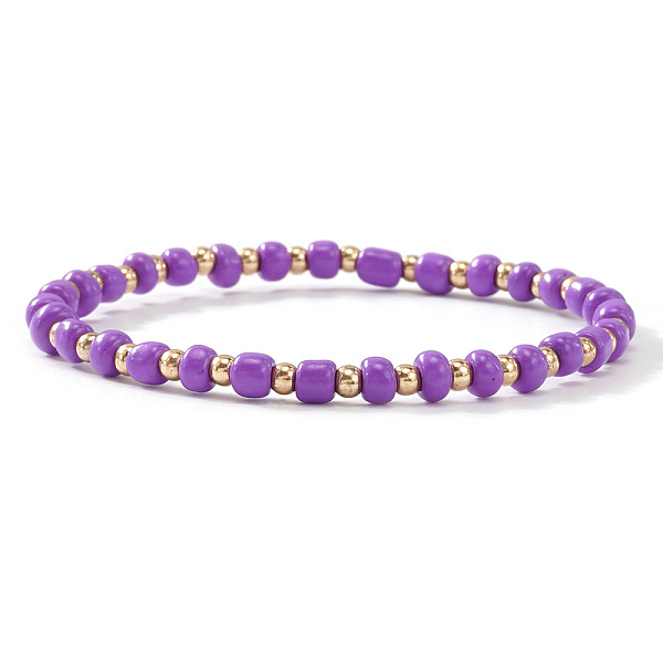 Bracciale elasticizzato con perline in plastica e ottone da donna