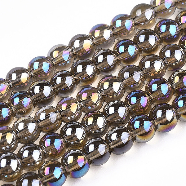 

PandaHall Electroplate Transparent Glass Beads Strands, AB Color Plated, Round, Gray, 4~4.5mm, Hole: 0.8mm, about 97~99pcs/strand, 14.76...