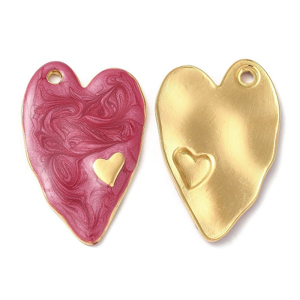 

PandaHall 304 Stainless Steel Enamel Pendants, Real 18K Gold Plated, Heart Charm, Dark Red, 36x24x2.5mm, Hole: 2.5mm Stainless Steel+Enamel...