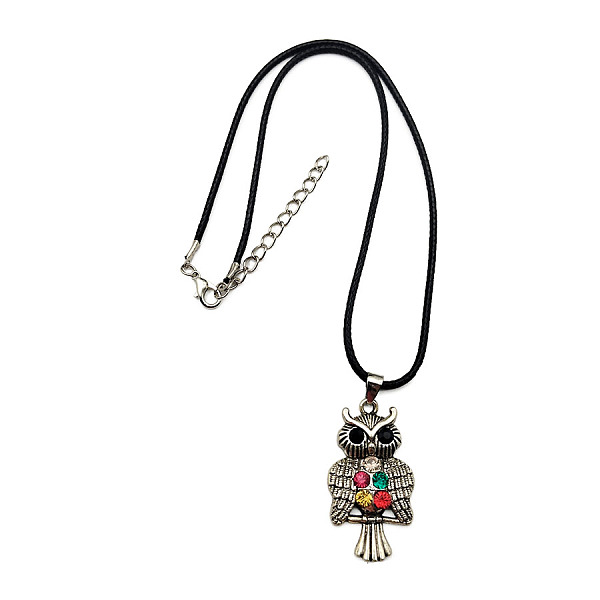 

PandaHall Owl Pendant Necklaces for Men and Women Alloy Red